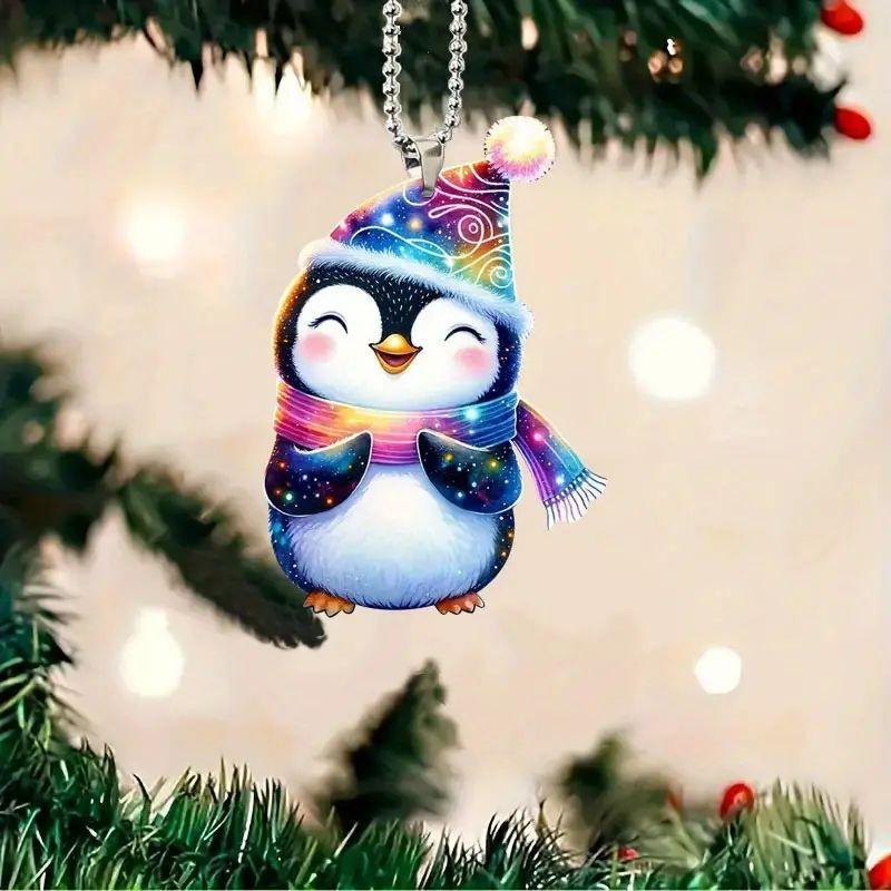 Cute Acrylic Penguin Hanging Ornament For Car Interior Decoration In Cartoon Style