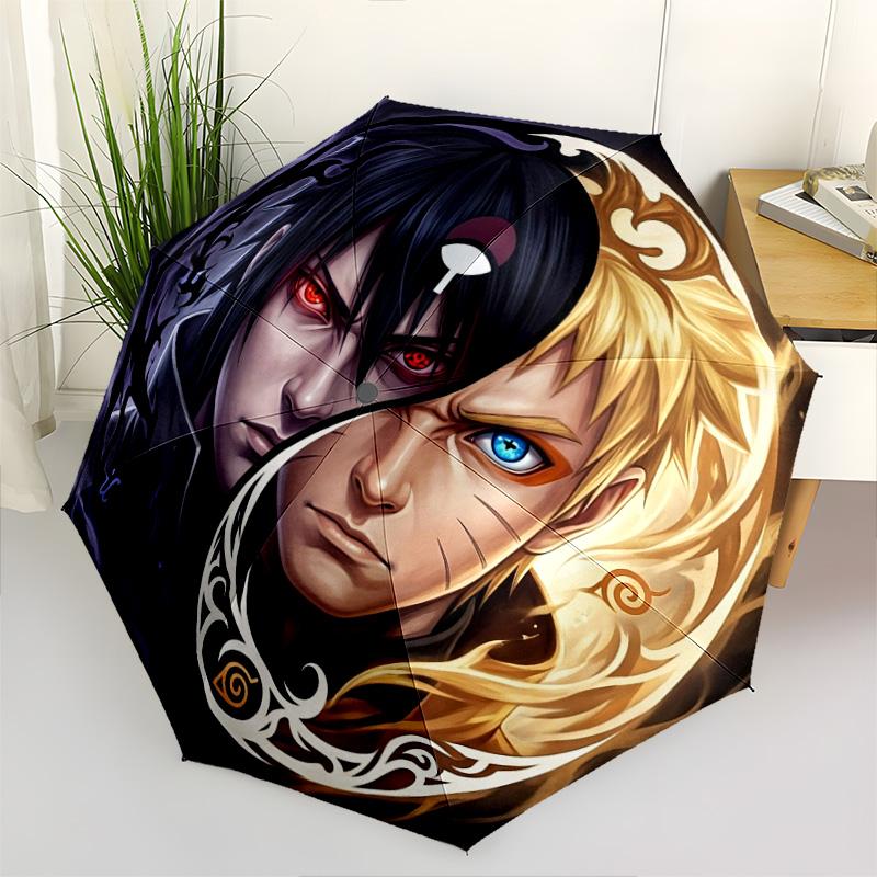 1 Stück Automatischer Faltregenschirm - Naruto-Muster Tragbares faltbares Design Mit 8 Rippen Weihnachts-Geburtstagsgeschenke