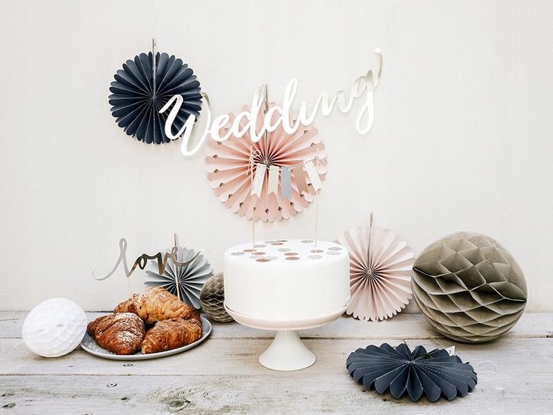 Topper Na Tort Love, Srebrny, 17 Cm, 1 Szt.