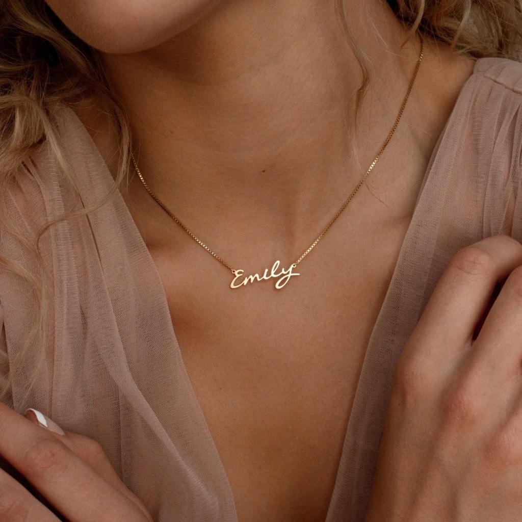 Custom Necklace For Women Any Font with Box Chain Gold Nameplate Necklace Best Friend Perfect Birthday Gift Choker