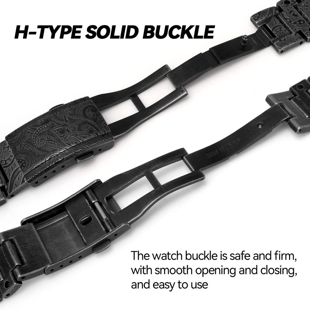 Korlexchi Metalllünette & Armband MOD-Kit für G-SHOCK GMW-B5000 Retro Schwarz 316L