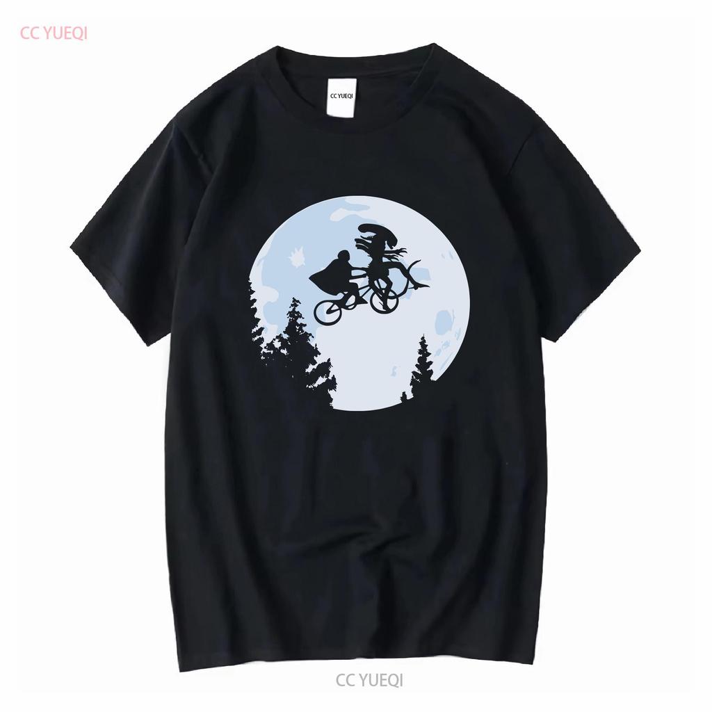 Xenomorph E tričko 80. léta filmy vtipné Vetřelec 1986 E.T. Mashup dlouhý nebo krátký rukáv vintage Vyprané pánské