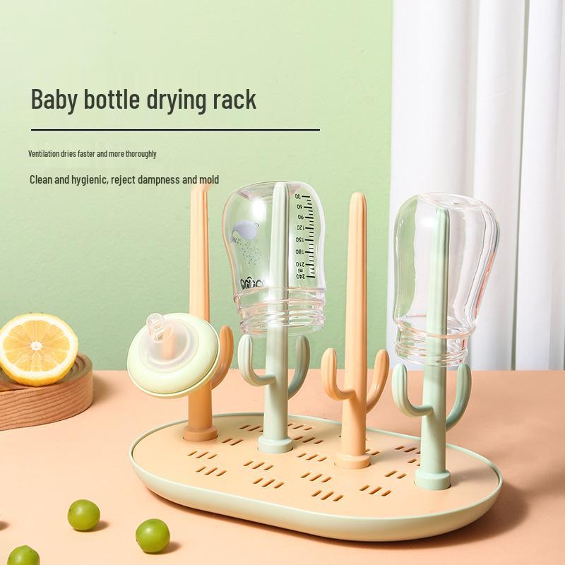 Versatile Baby Bottle Holder & Detachable Drying Rack with Pacifier Slot.