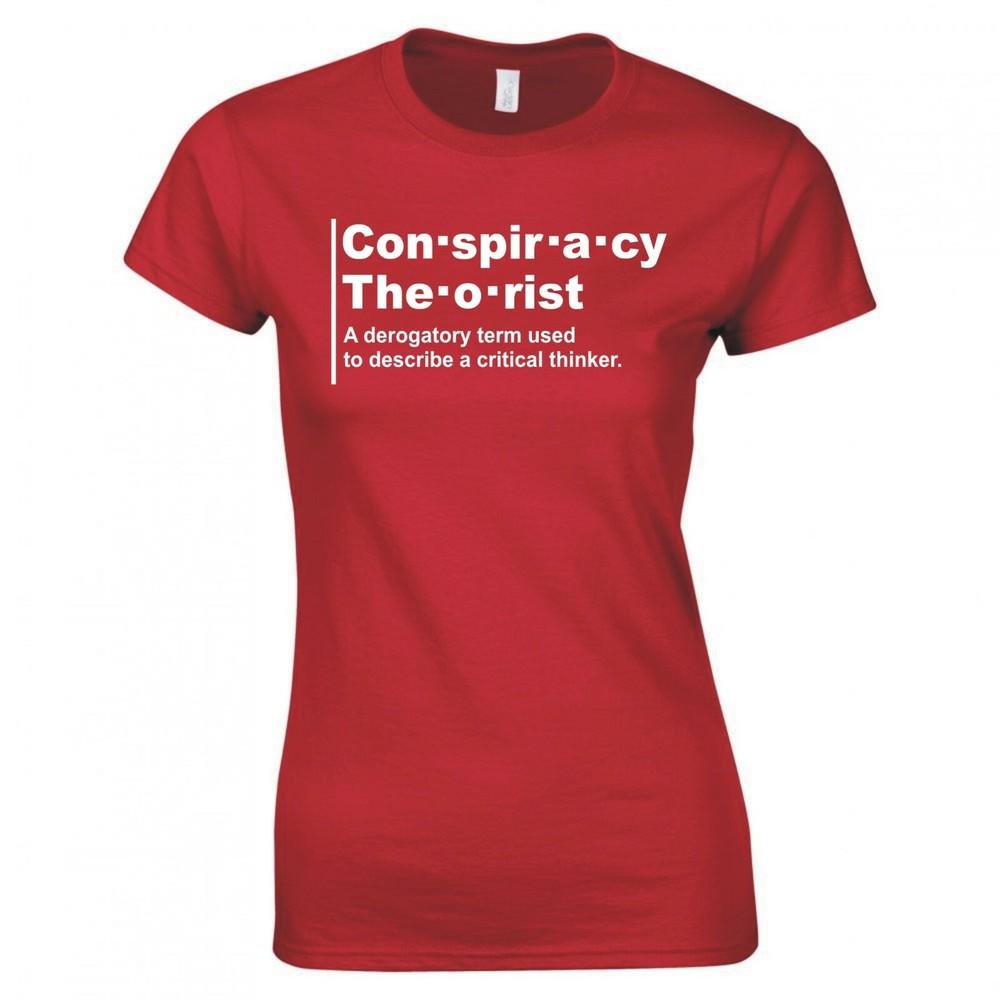 Funny Conspiracy Theorist Derogatory Term Ladies Skinny Fit TShirt