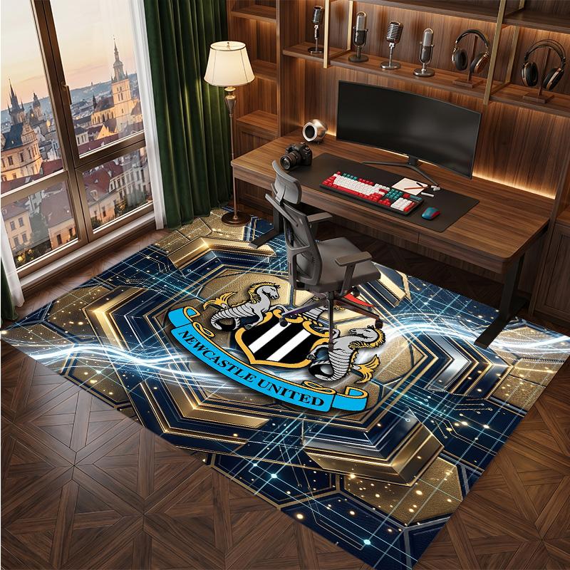 Tappeto in Velluto di Cristallo con Stampa di Calcio del Newcastle United, Comodo Assorbente d'Acqua Antiscivolo Tappeto per Pavimento Interno