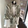 Silk Scarf Women's Summer Korean Version Versatile Thin Gauze Cotton and Linen Scarf Blue Feather Fringed Beach Towel Sun Protection Shawl