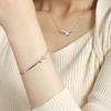 925 Silver Bow Bracelet Shiny Zircon Christmas Gift for Women Party Jewelry Elegant Birthday Present