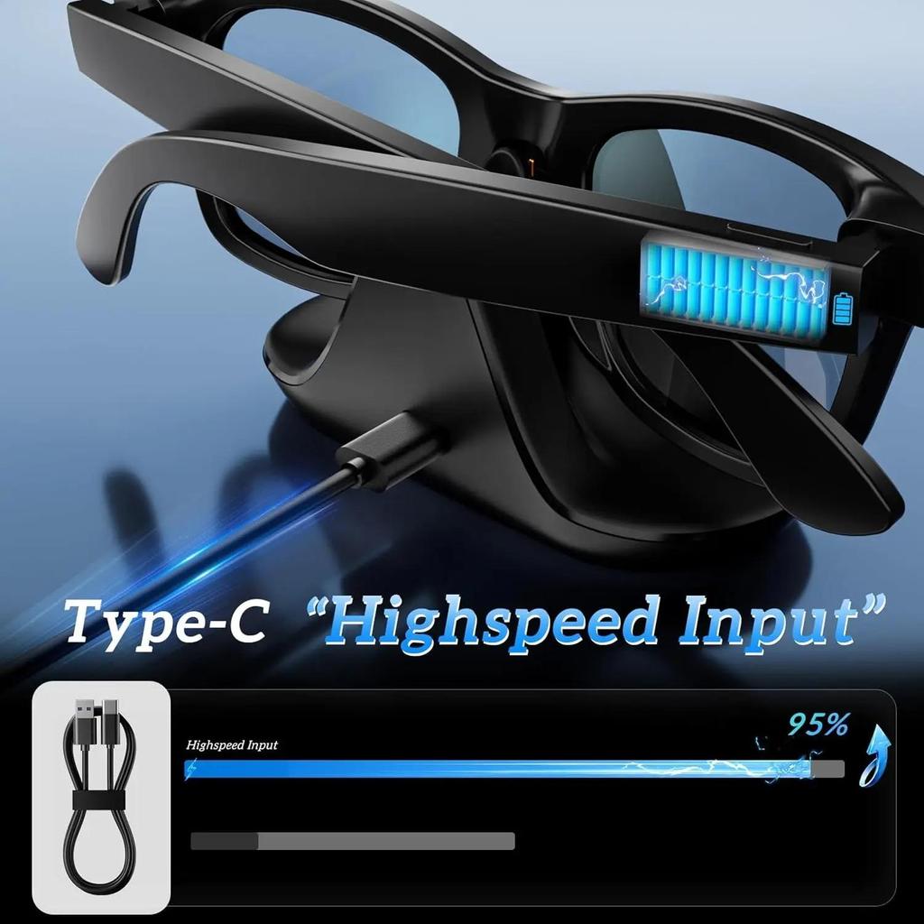 Pro Meta Wayfarer USB/Type-C nabíjecí kabel ochrana bezdrátového nabíjení Rychlé nabíjení pro chytré brýle Meta AR