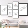 Abstrakte Linie Mama Baby Hand Herz Minimalistische Wandkunst Leinwandbild Nordische Poster Und Drucke Wandbilder Kinderzimmer Dekor