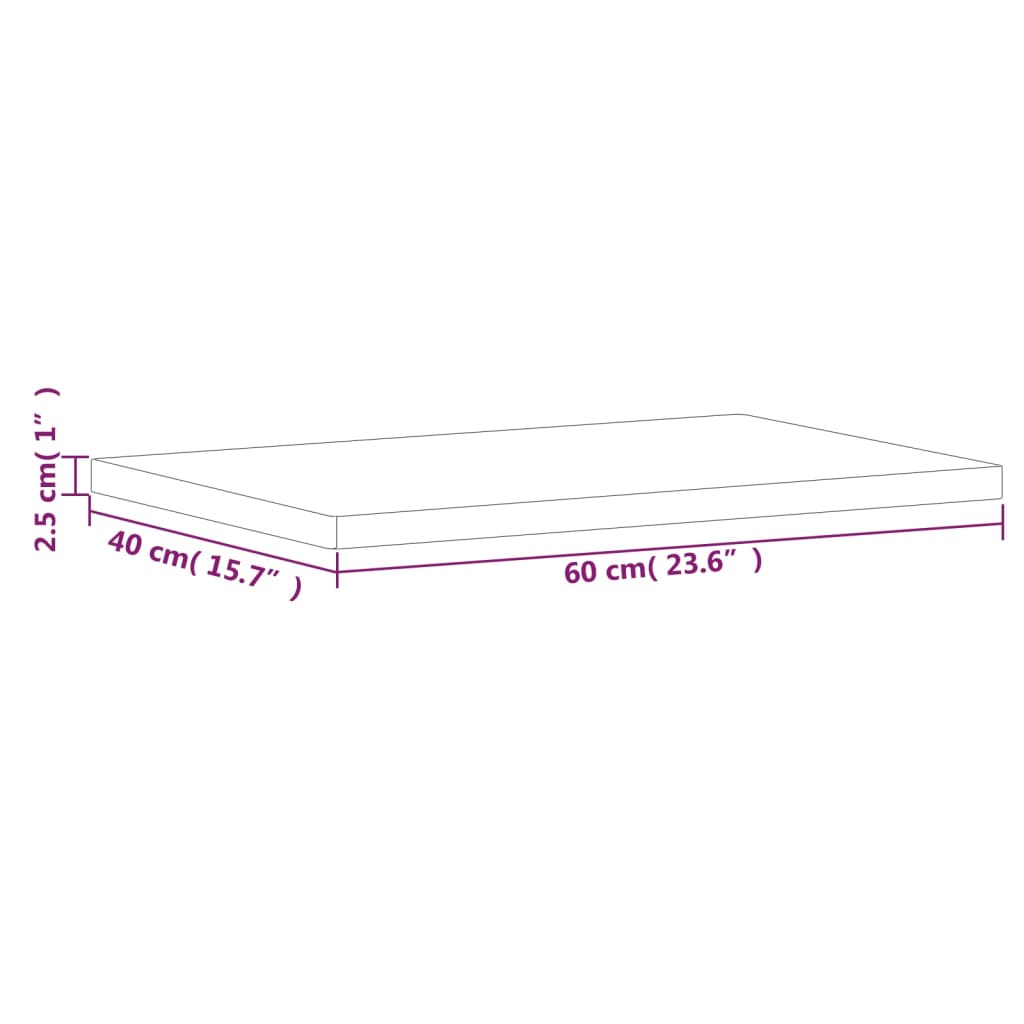 Solid Beech Wood Washbasin Top 60 x 40 x 2.5 cm