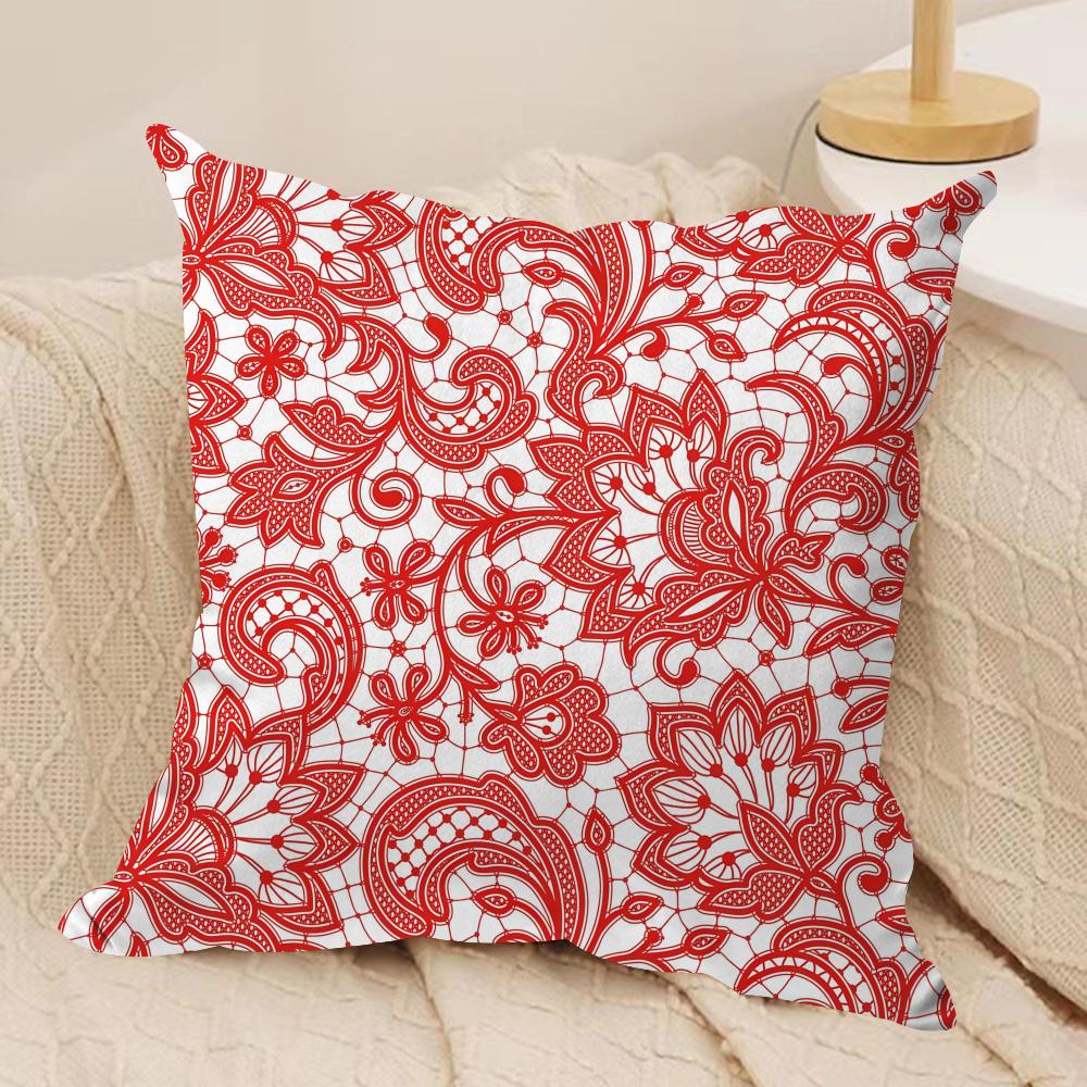 Lace Flower Cushion Cover Soft Plush Fabric DoubleSided Printed Cushion Covers for All Seasons Modern Home Decor