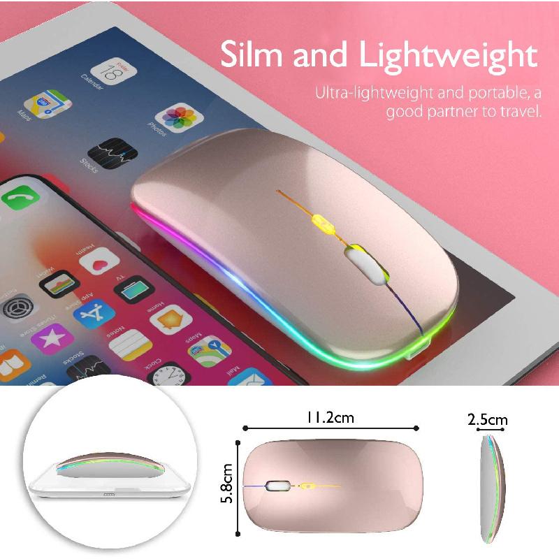 Wiederaufladbare kabellose Maus, Bluetooth 5.1-Maus mit 2,4 GHz USB 1600 DPI, Maus für Computer, Laptop, Tablet, PC, MacBook, Gaming-Maus