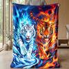 Fire and Ice Tigers 1 Theme blanket Lightweight Warm Flannel Blanket Decorative Throw Blanket for Home Decoration