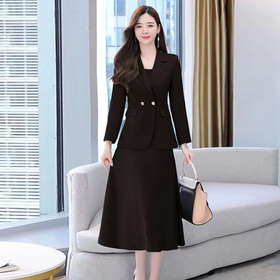 2Pcs/Set Women Outfit Commute Trendy Comfortable Mid-length Light Luxury Streetwear Sling Spring Coat Dress Spring Clothing