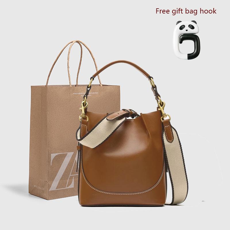 

New Fashion Large Capacity Bucket Handbags for Women Luxury Shoulder Bags Female Crossbody Bag PU Totes with Wallet коричневый