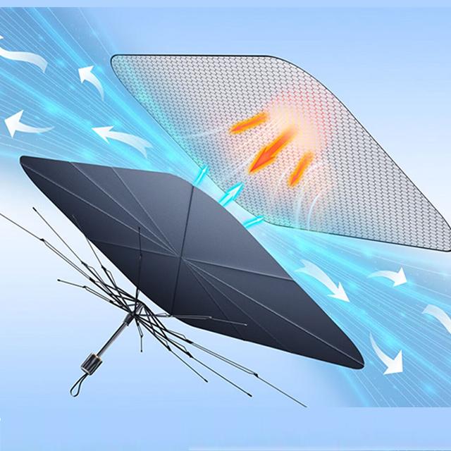New Car Windshield Sunshade Umbrella Celadon Handle Opening Design  Front Windshield Parasol V-shaped for EV Sun