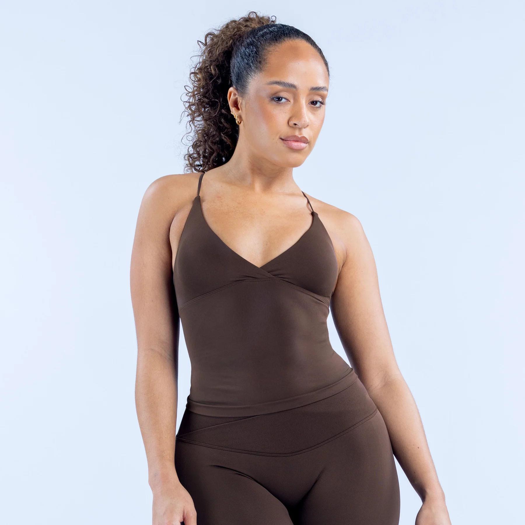

High Elastic Matte Nylon Thin Strap Seamless Fitness Vest Small