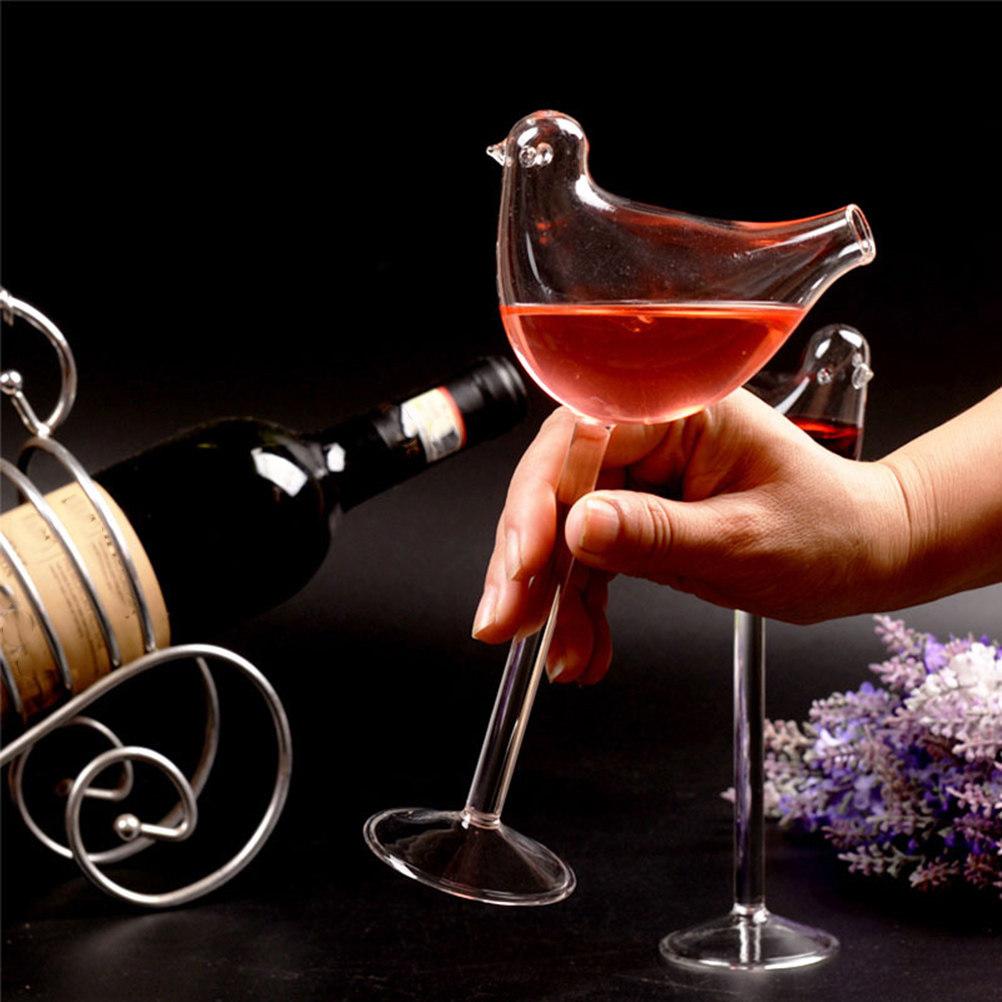 1Pcs Creative Bird Design Stemmed Cocktail Goblet Thick Transparent Glass Wine Goblet for Holiday Party Wedding Dessert