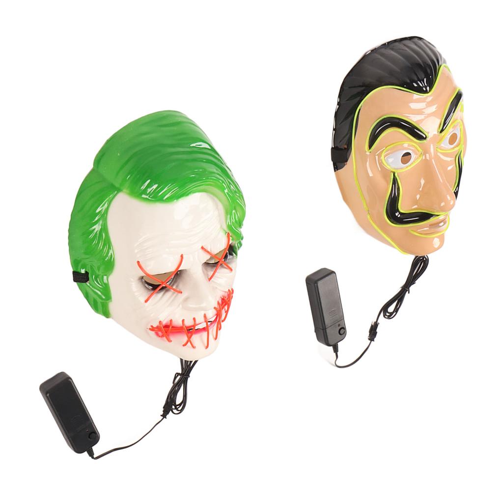 2PCS LED Face Cover 3 Lighting Modes El Safe Comfortable Light Up Halloween Face Cover for Party