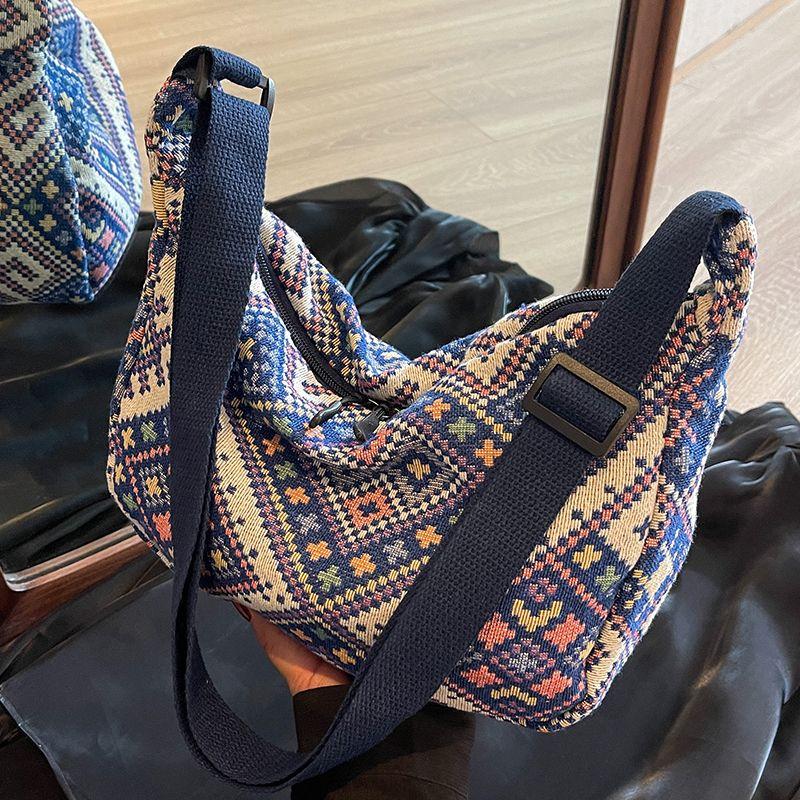 Velkokapacitní etnická taška na knedlíky pro ženy, taška přes rameno, plátěná crossbody taška