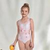 Traje de baño deportivo de una pieza para niñas, de alta elasticidad, control de abdomen