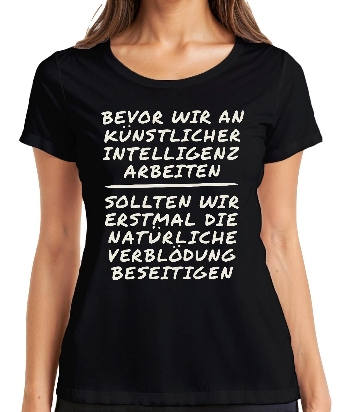 Zuerst natürliche Verblödung dann KI Programmierer Geschenk Nerd Damen T-Shirt S