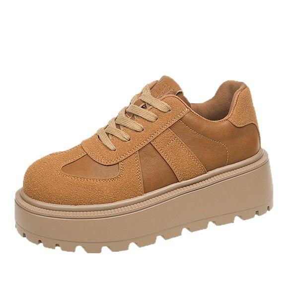 Thick-soled German training shoes for women's 2025 spring new super fire heightening versatile soft leather muffin Birken casual Forrest Gump shoes