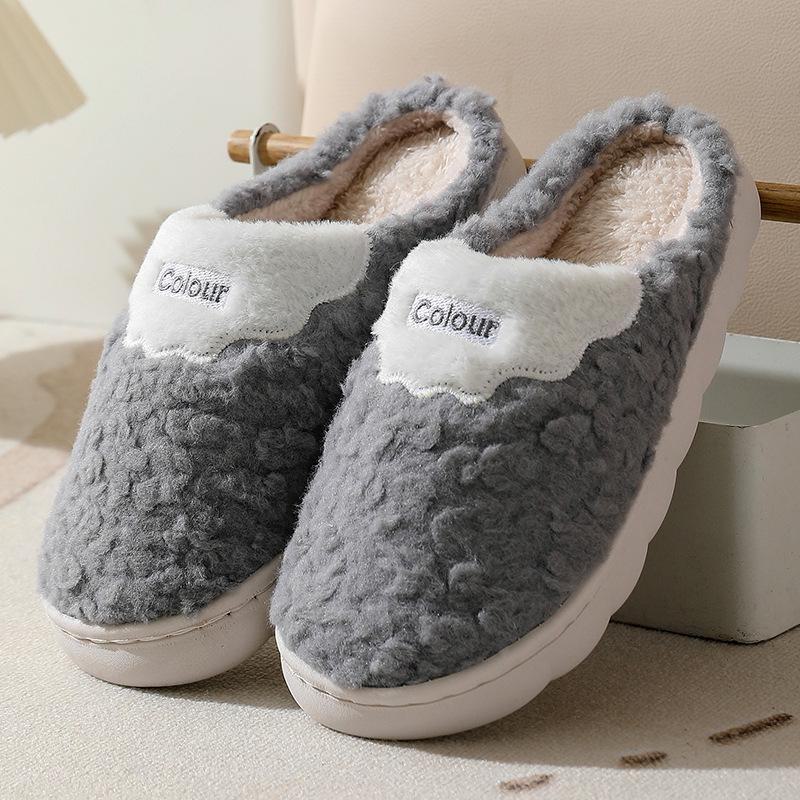 Winter Fur-Slippers: Women's & Men's Cozy Cotton, Velvet-Lined, Thick Sole for Indoor Warmth