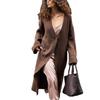 Europe, America autumn and winter women's clothing extended cardigan knitted sweater solid color casual loose jacket sweater