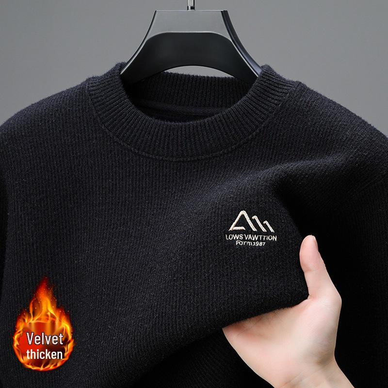 Men s Winter Faux Mink Fur Sweater Base Layer - Half High Collar, Plus Velvet, Thickened, Casual Warm Knit Top. XL