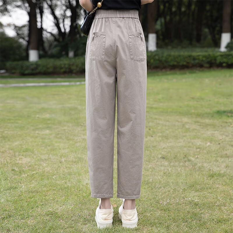 Women's High-Waist Elastic Cropped Casual Pants