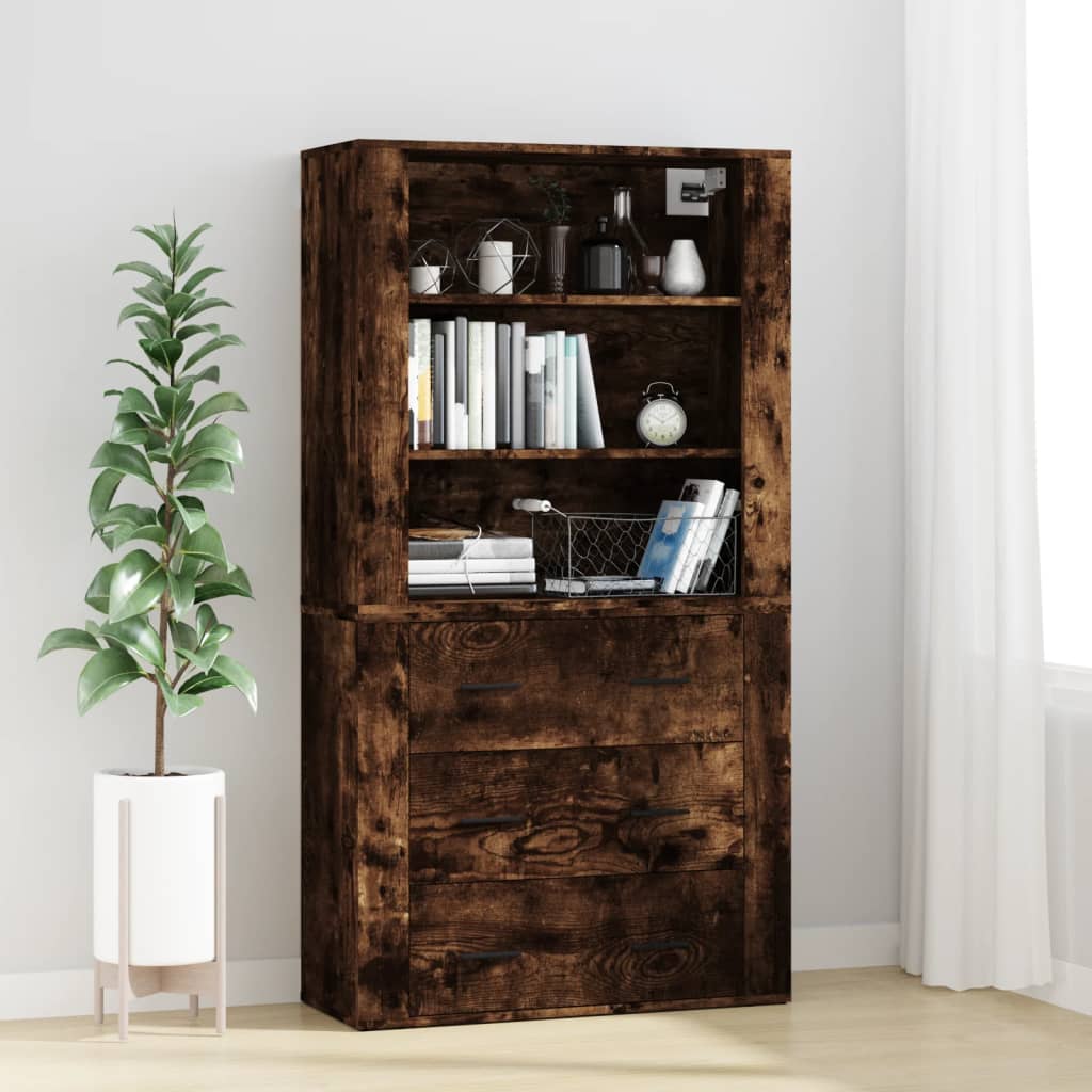 vidaXL Highboard Räuchereiche Holzwerkstoff