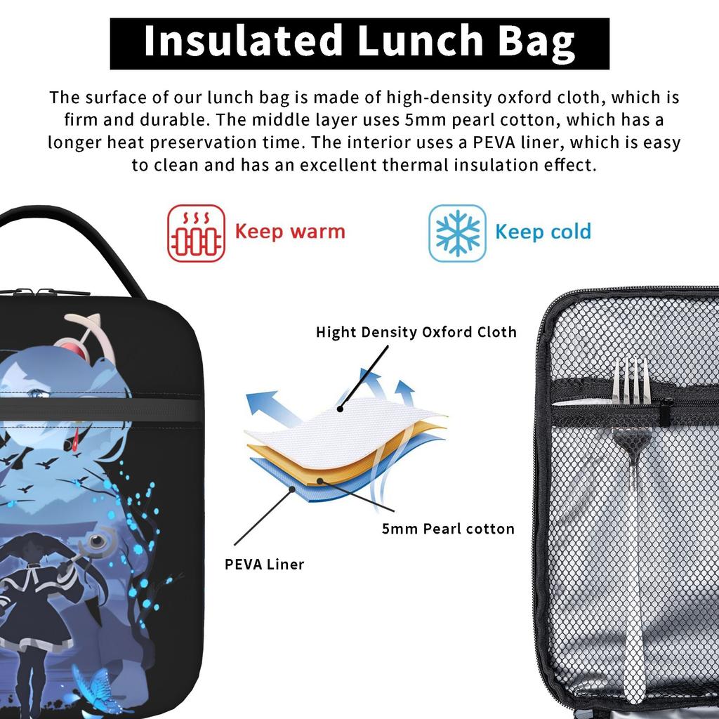 Frieren Silhouette Journeys End Insulated Lunch Bags High Capacity Sousou No Frieren Lunch Container Cooler Bag Tote Lunch Box