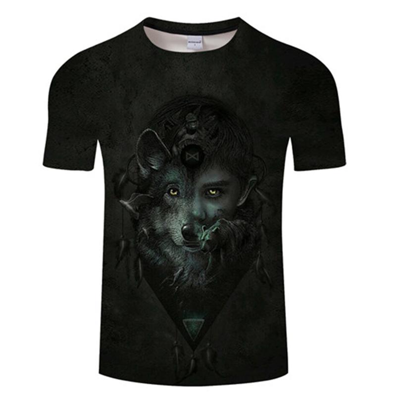 Herrenbekleidung 2021 Neuestes Harajuku Wolf 3D-Druck Cooles T-Shirt Herren/Damen Kurzarm Sommer Tops Tees Tier Mode T-Shirt Heiß