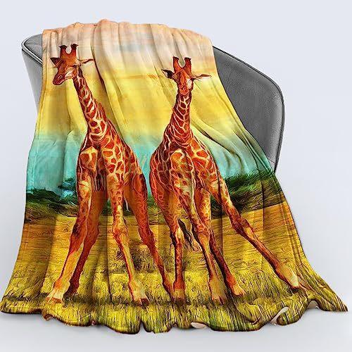 Cute Giraffe Print Blanket Soft And Convenient Nap Flannel Sheets Bedspread Blanket