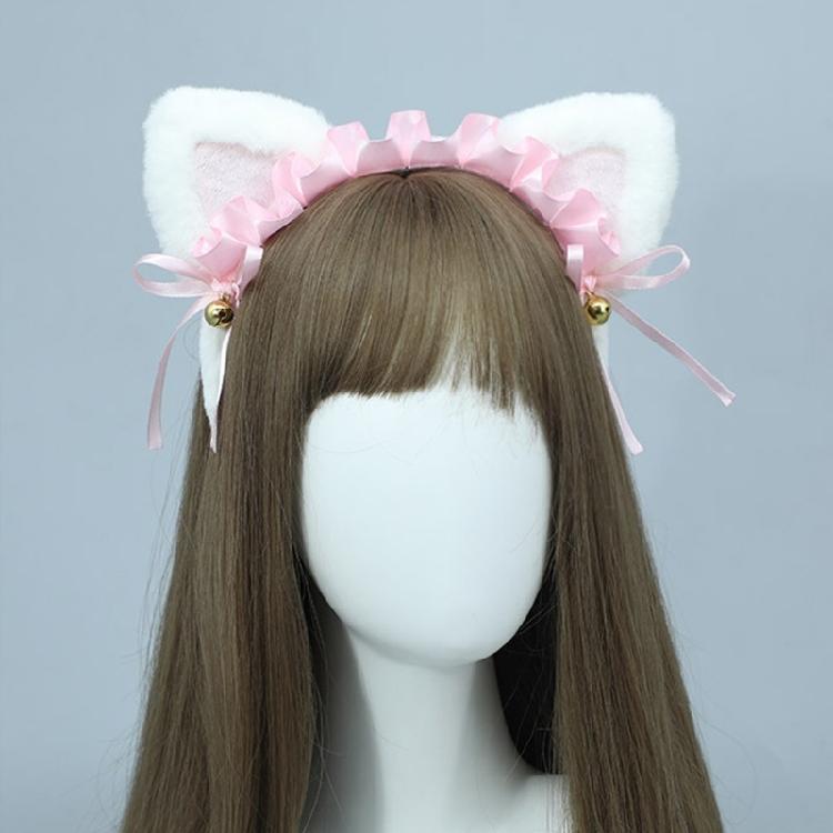 Plush Cat Ear Lace Headband Animation Costume Hairband Themed Party Hairhoop