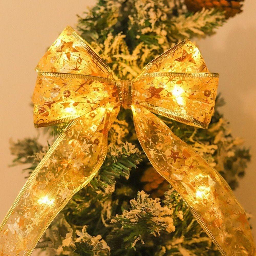 5/10M Xmas LED Light Strip Lace Bows Christmas Decoration Light  Window Display