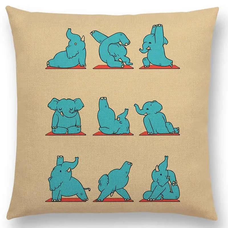 Mais Novos Animais Yoga Estampas de Desenho Animado Engraçadas Capa de Almofada Alpaca Coelho Dachshund Bull Terrier Hipopótamo Cães Panda Capa de Almofada para Sofá