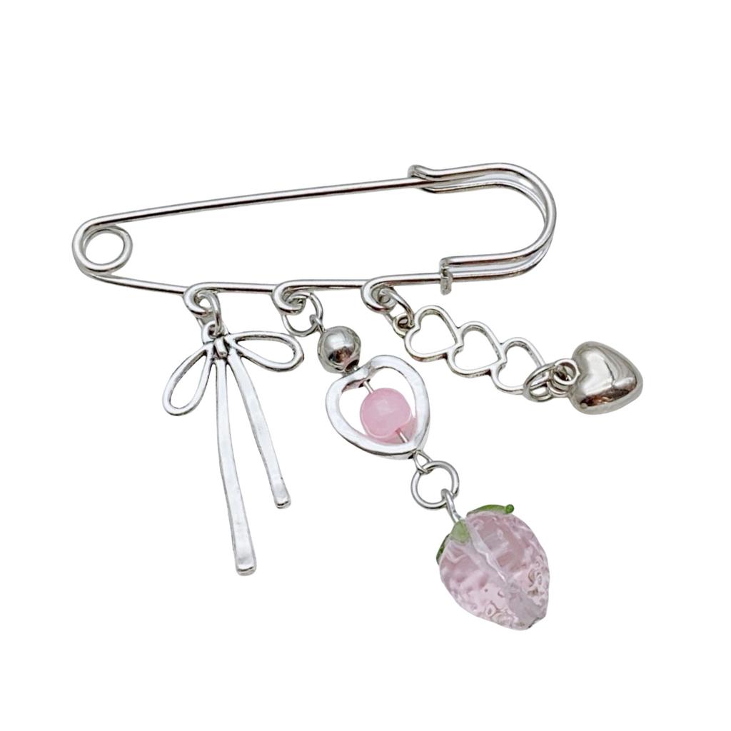 Stylish Syringes Safe Pins Brooch Creative Designs Accessory for Customizable Charm Study Alloy and Bead Pendant