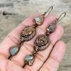 Aquamarine Rough Earring Electroformed Copper Earrings Gemstone Handmade Jewelry Lion Face Earring Beautiful Copper Jewelry Gifts for Mother