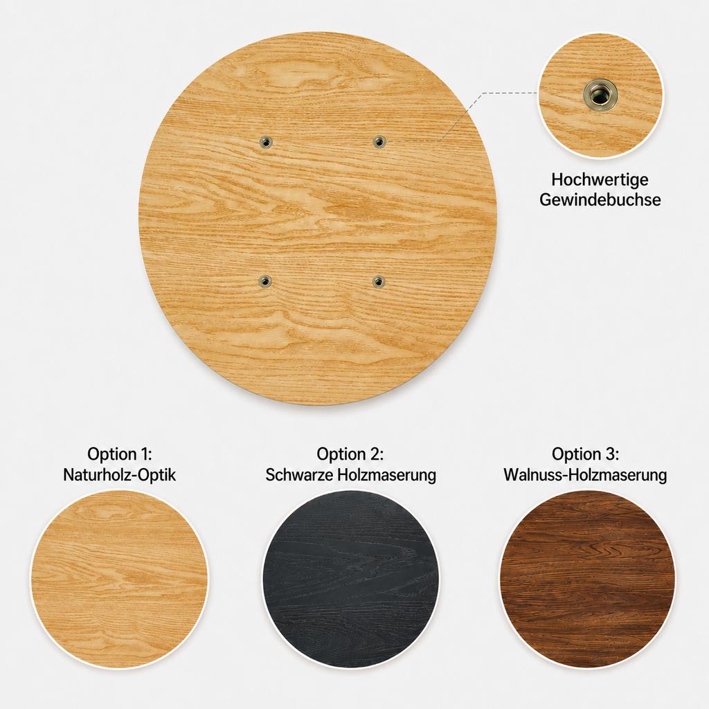 Set of 2 Round Tabletops in Natural Wood Look – diameter 70 cm + diameter 50 cm, 1.8 cm Thick, Melamine-Coated, Tabletops Only without Frame