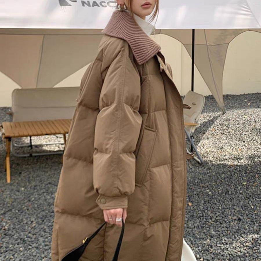 2025 new thickened cotton-padded clothes women's medium and long over-the-knee winter down cotton-padded jackets loose coats