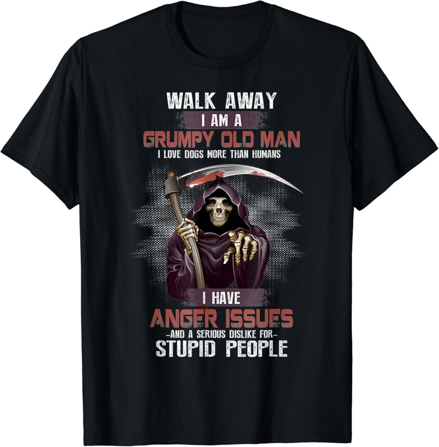 Walk Away I m A Grumpy Old Man I Love Dogs More Than Humans Unisex T-Shirt S разноцветный