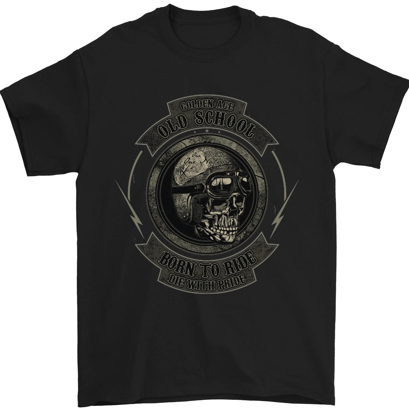

Old School Motorcycle Motorbike Biker T-Shirt 100% Cotton O-Neck Short Sleeve Summer Casual Mens T-shirt Streetwear - Men s S... S разноцветный