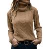 Womens High Neck Solid Color Knit Sweater Long Sleeve Winter 2026 Street Style Slim Fit Pullover