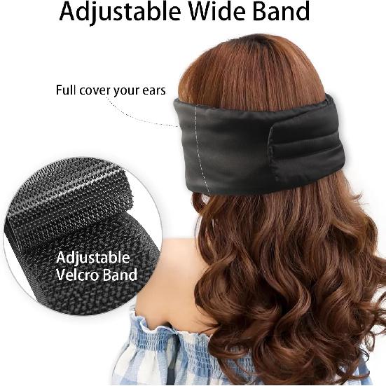 Sleep Mask Silk Eye Mask for Women Men, Soft Sleeping Mask Fully Light Blocking Night Blindfold, Eye Shade Cover with Adjustable Band Wide Velcro,