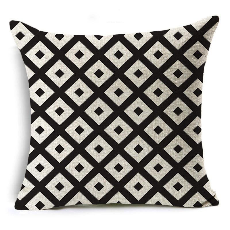 Modern Simple Black and White Geometric Linen Pillow Case Home Sofa Pillow Cushion Cover Soft Decoration