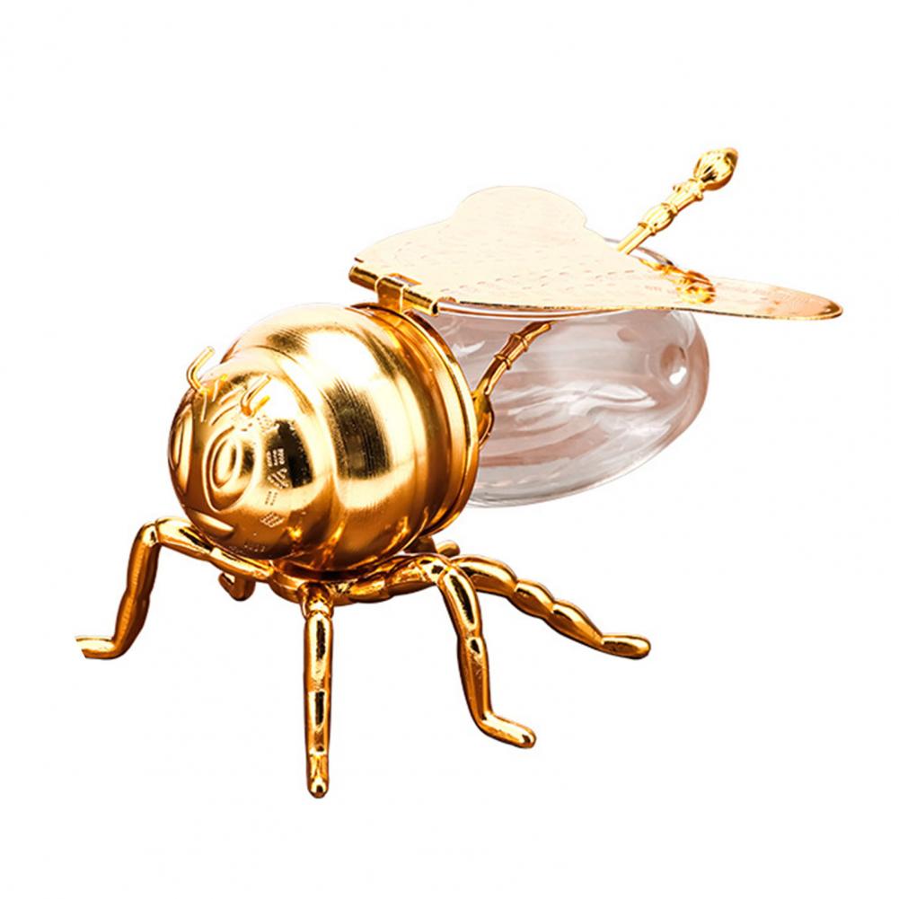 

Bee Seasoning Jar Versatile Storage Container Bee Shaped Honey Jar with Spoon for Kitchen Decor Syrup Dispenser Unique for Tea золотистый