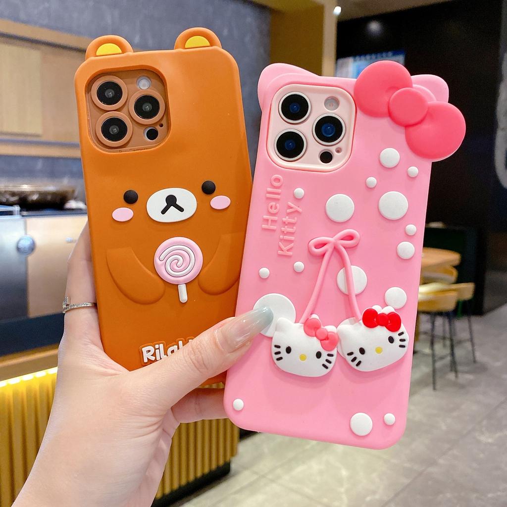 Applicable to Samsung A37 A57 sheet mobile phone case A07 A17 cartoon KT cute bear A36 non-silicone
