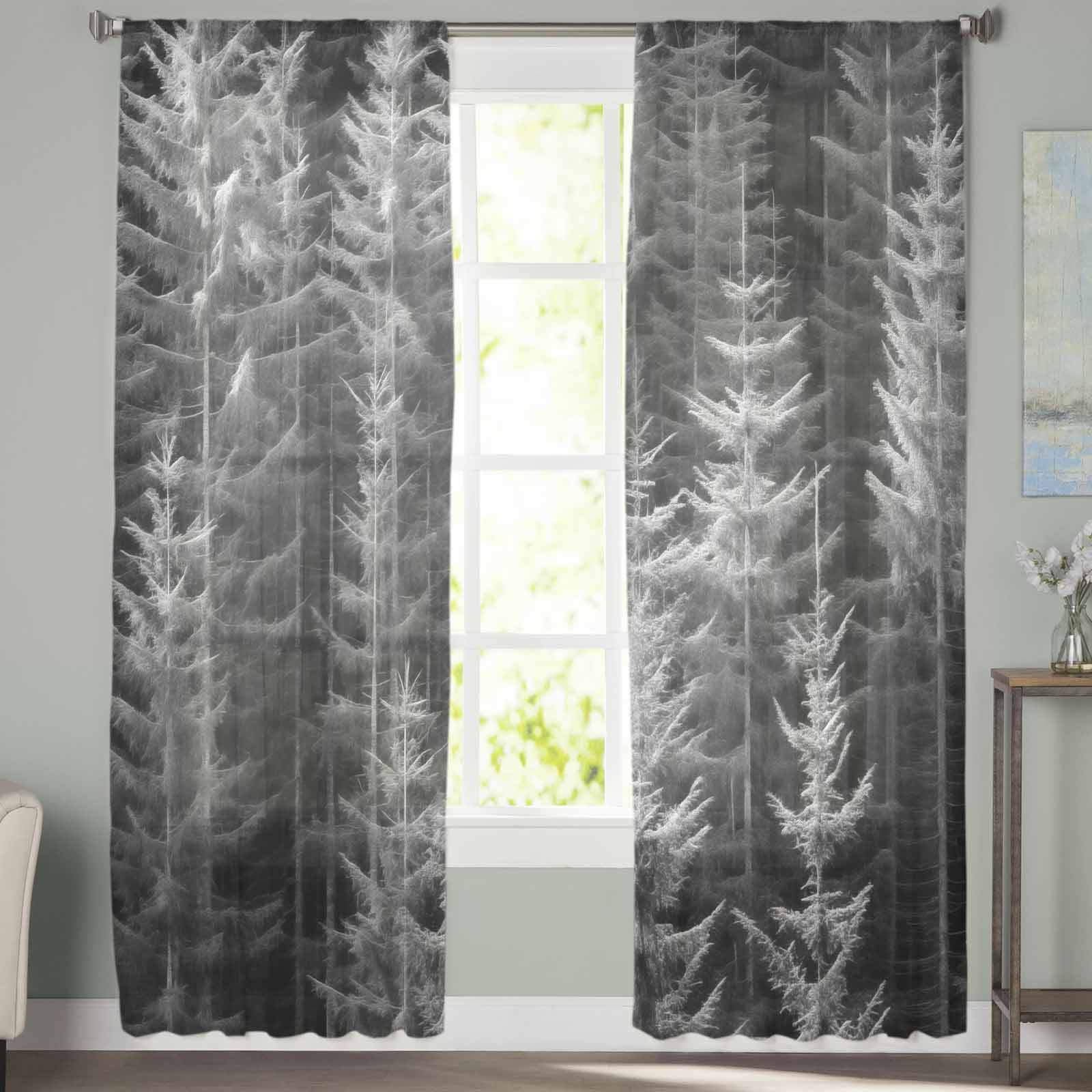 Обои лес дерево осень тюлевые оконные шторы для спальни роскошный домашний декор шторы — фото 3